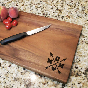 Mom Crossed Arrows - Walnut Cutting Board (11" x 16") Cutting Board Hailey Home 